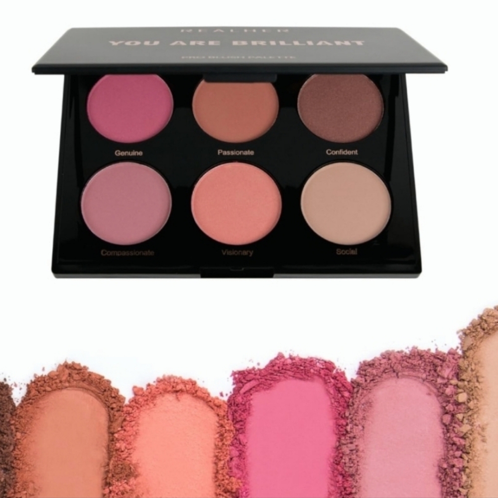 CLEARANCE! Realher 6-Pan Pro Blush Palette: You Are Beautiful, .11oz x6, NIB - Picture 3 of 5